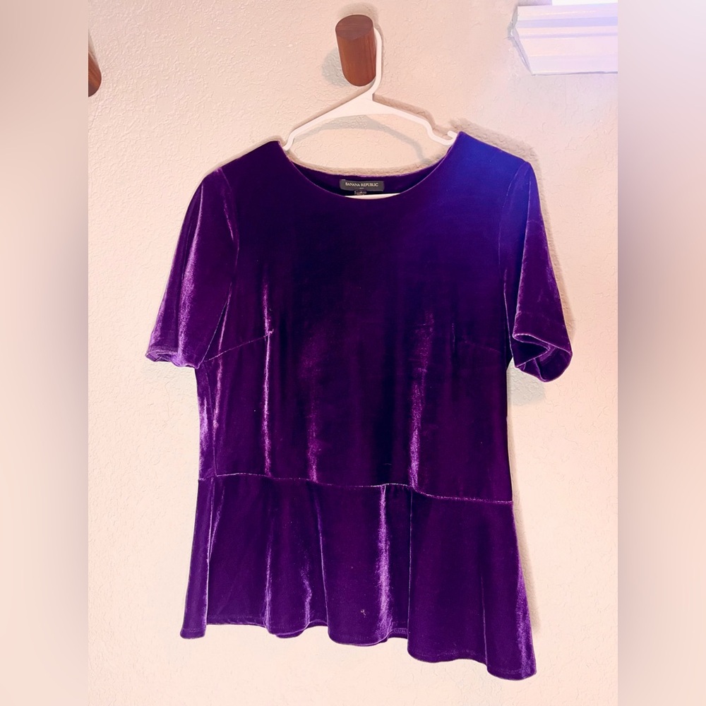 Banana Republic Purple Velvet Peplum Top
